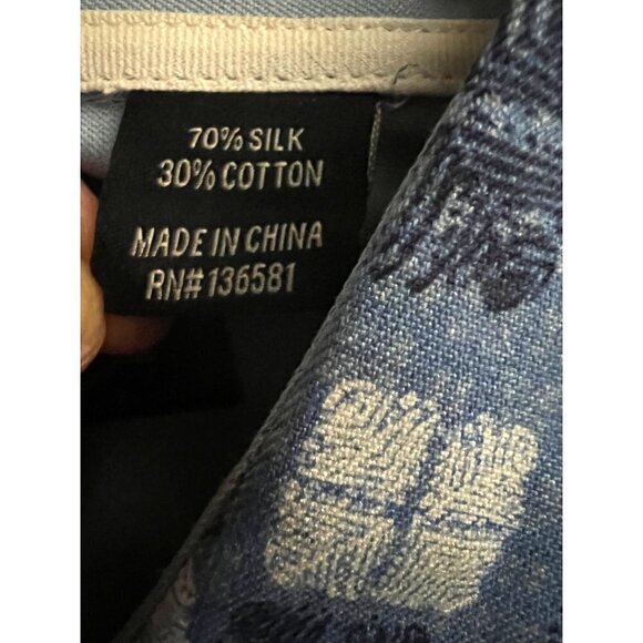 Nat Nast Mens Vintage Blue Silk Button Front Camp Shirt Large Pocket Lightweight - Picture 6 of 8